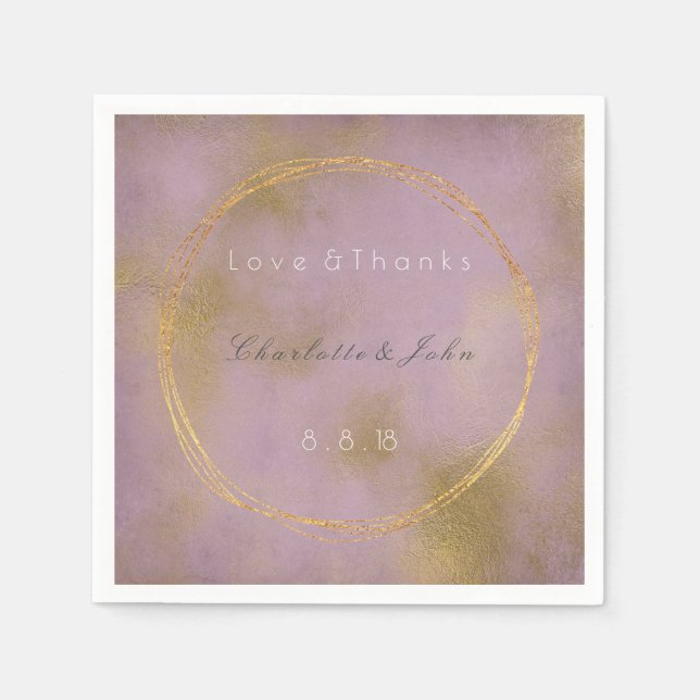 Lila Vip Dandelion Bröllop Pappersservett (Framsidan)