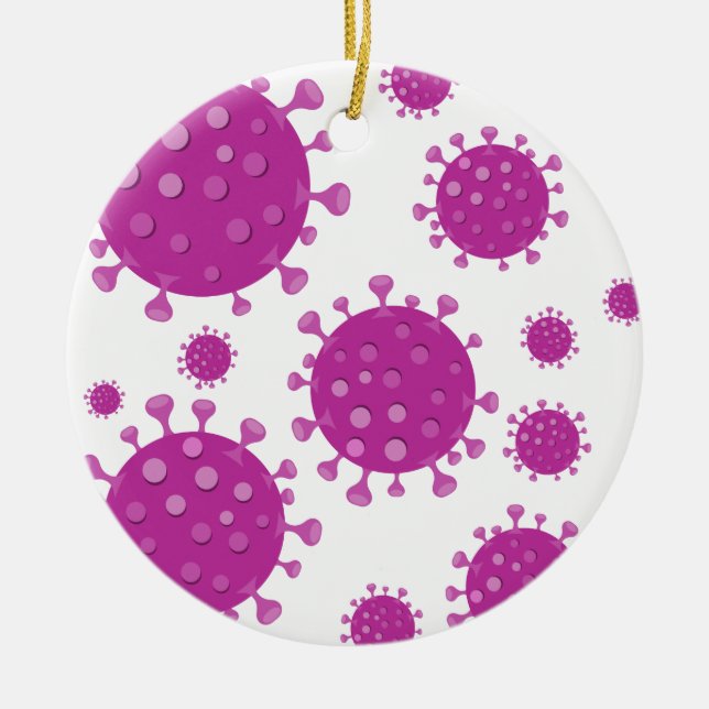Lila Viral Particle Julgransprydnad Keramik (Framsidan)