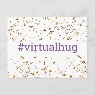 Lila Virtuell Kram Hashtag Guld Falskt Konfetti Vykort