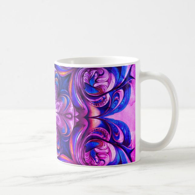 Lila Virvel Abstrakt Konst Kaffe Mugg – Modern Flu (Höger)