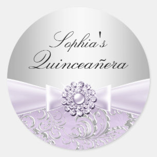 Lila Virvel & Juvelbåge Quinceanera-dekal Runt Klistermärke