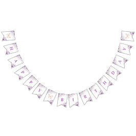 Lila vismblommor butterflies Grattis på födelsedag Vimplar