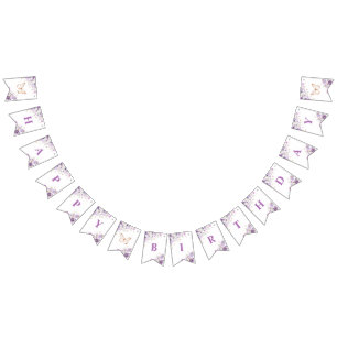 Lila vismblommor butterflies Grattis på födelsedag Vimplar