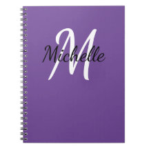Lila & vit Anpassningsbar - Monogram Cute Notebook