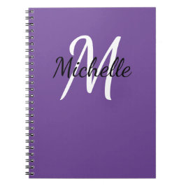 Lila & vit Anpassningsbar - Monogram Cute Notebook Anteckningsbok
