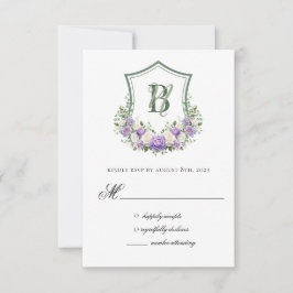 Lila vit blomkrone bröllopsvarskort OSA kort