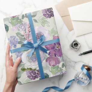 Lila Vit Blommig Ros Presentpapper
