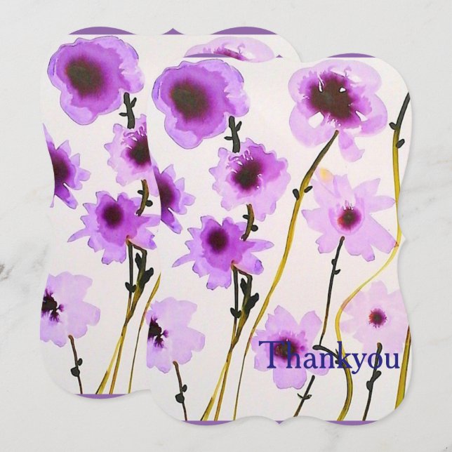 Lila vit blomsterglas elegant bröllopsfest inbjudningar (Fram/baksida)