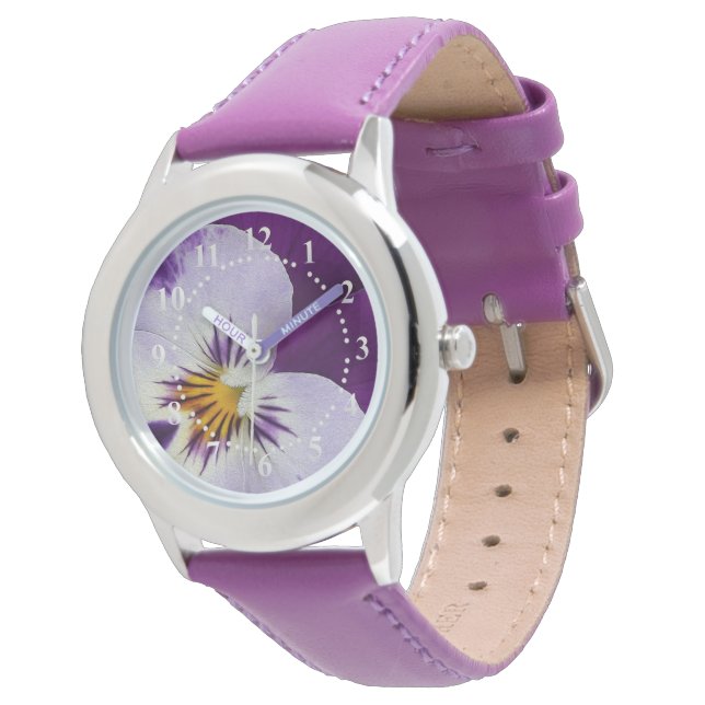 Lila, vit bockning armbandsur (Vinklad)