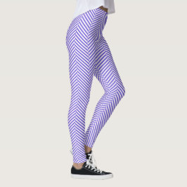 Lila, vit chevron örringbone stil Leggings