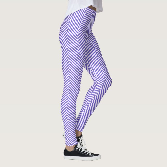 Lila, vit chevron örringbone stil Leggings (Höger)
