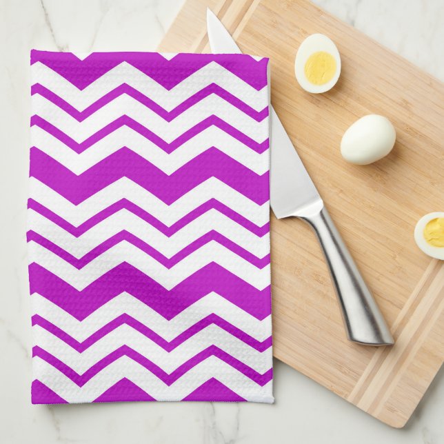 Lila Vit Chevron Sicksackmönsterdesign  Kökshandduk (Vikt i Fjärdedel)