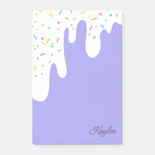 Lila Vit Frosting Strössel Ditt Namn Post-it Block