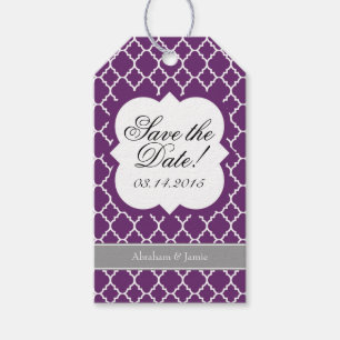 Lila Vit Fyrklöver Save The Date-märket Presentetikett
