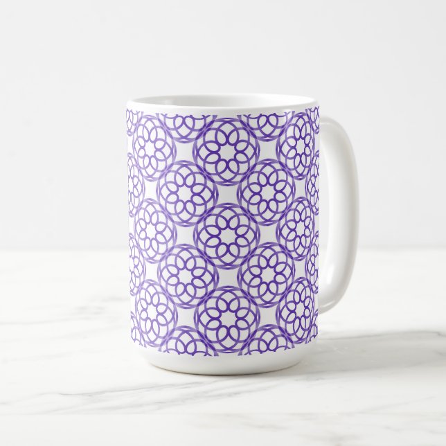 Lila Vit Geometrisk Sömlös Mönster Kaffemugg (Framsida höger)