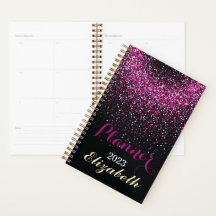 Lila vit glitter monogram namn 2023-planerare