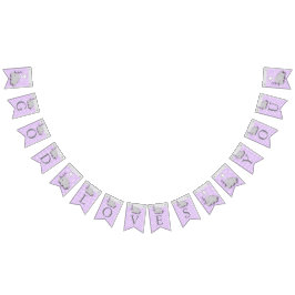 Lila, Vit Grått 🐘 Elephant Baby - Baptisms Vimplar