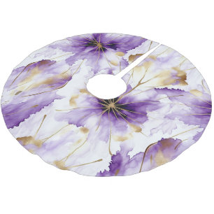 Lila Vit Guld Abstrakt Iris Blommig Julgransmatta Borstad Polyester