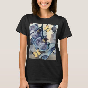 Lila, vit gult eller blommigt, fjäril t shirt