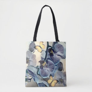 Lila, vit gult eller blommigt, fjäril tygkasse