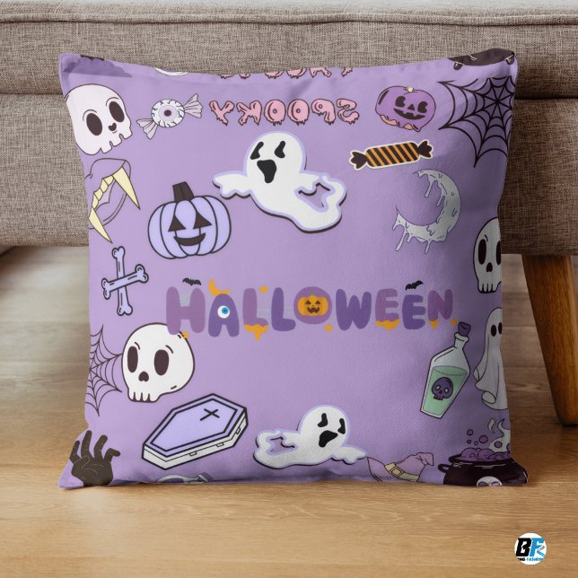 Lila & Vit Halloween - Kuslig Kudde (#ordernow)
