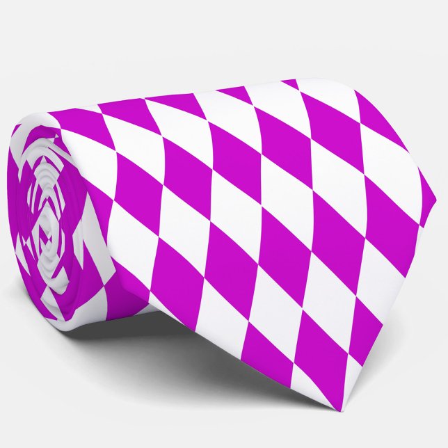 Lila Vit Harlekin Diamanter Rutmönster Design  Slips (Skapare uppladdad)