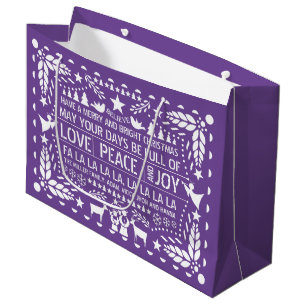 Lila, vit Kärlek Peace Joy papel picado jul jul