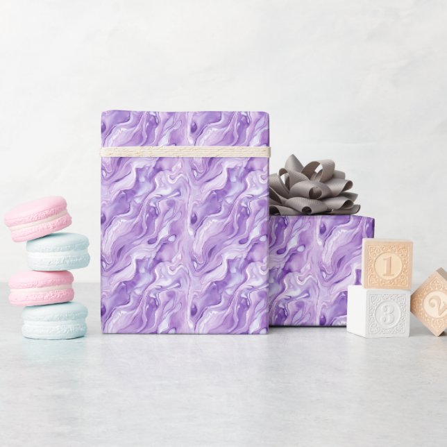 Lila & Vit Marmor  Presentpapper (Baby Shower)