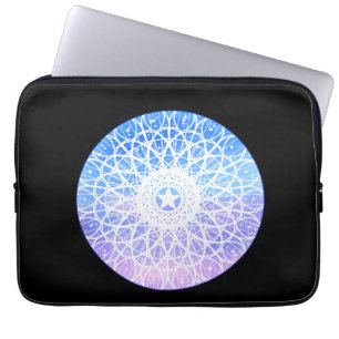 Lila, vit och blå Blommigt Mandala Laptop Fodral