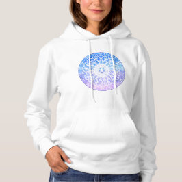 Lila, vit och blå rymdblomma mandala t shirt