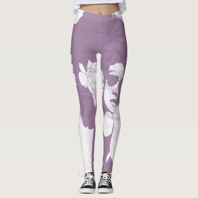 Lila, vit och graffiti afro leggings (Framsida)