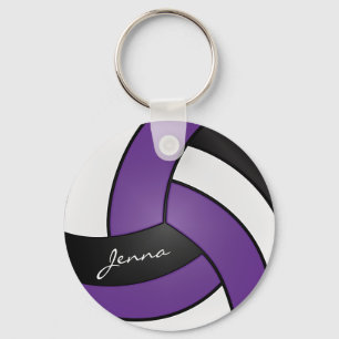 Lila, vit och svart volleyboll nyckelring