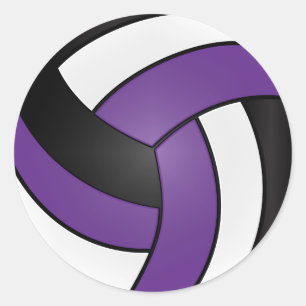 Lila, Vit och Svart Volleyboll Runt Klistermärke