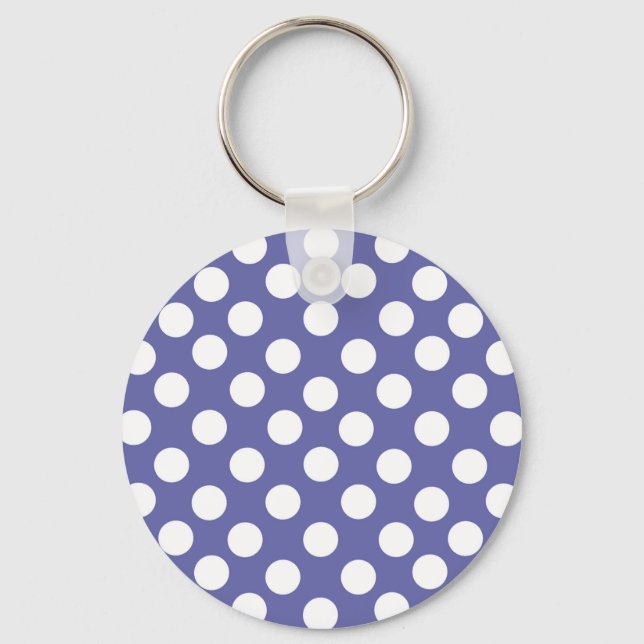 lila vit polka dots periwinkle nyckelring (Framsida)