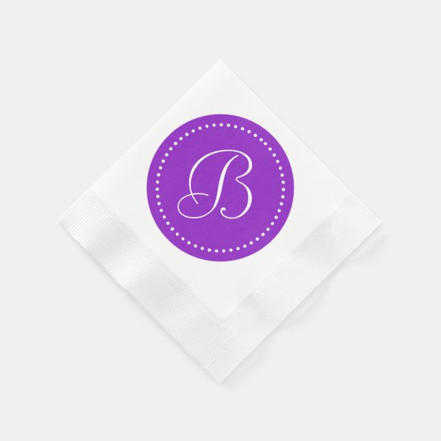 Lila/Vit Prick Monogram Pappersservett (Hörn)