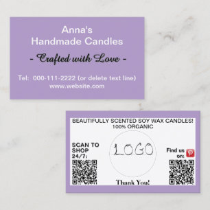 Lila Vit QR-koder Logo 3,5 x 2,0 Visitkort
