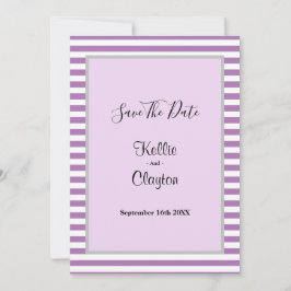 Lila/vit Rand Bröllop spara datum Spara Datumet