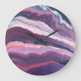 Lila Vit Rosa Stor väggklocka