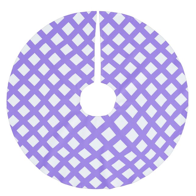 Lila Vit Rutig Diamantmönster Julgransmatta Borstad Polyester (Framsidan)