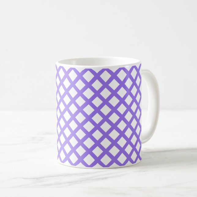 Lila Vit Rutig Diamantmönster Kaffemugg (Framsida höger)
