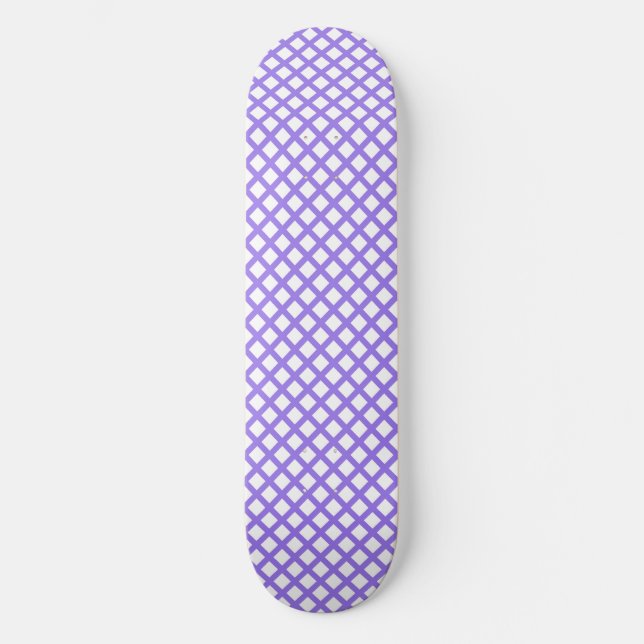 Lila Vit Rutig Diamantmönster Mini Skateboard Bräda 18,5 Cm (Framsida)