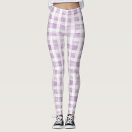 Lila Vit Rutiga Ränder  Leggings