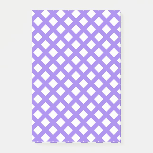 Lila Vit Rutigt Diamantmönster Post-it Block (Framsida)