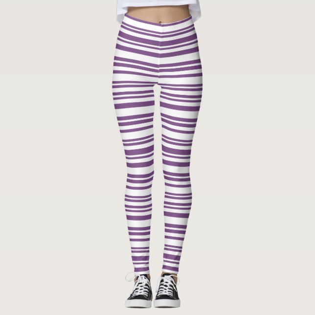 Lila, vit stripe leggings (Framsida)