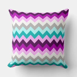 Lila Vit Turkos Chevron Stor Kudd Kudde