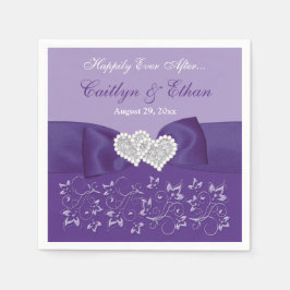 Lila, Vita Blommigten Bröllop Pappra blöjor Pappersservett