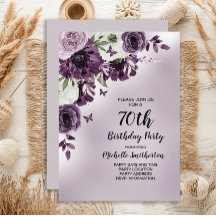 Lila Vita Blommor Fjärilar 70-årsdag