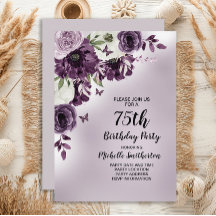 Lila Vita Blommor Fjärilar 75-årsdag
