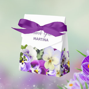 Lila vita blommor födelsedag namn Tack Presentaskar