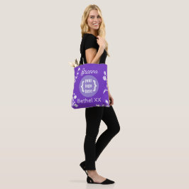 Lila, vita blommor, Logotyp Girl Klubb Tygkasse